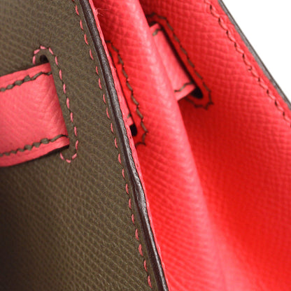 Hermes 2018 Gray Pink Epsom Kelly 28 Sellier 2way Shoulder Handbag