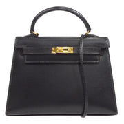 HERMES * 1992 KELLY 15 Black Box Calf