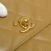 CHANEL * 1996-1997 Flap Box Vanity Shoulder Bag Small Beige Caviar