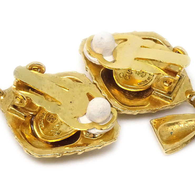 CHANEL 1980s Bow Dangling Earrings Gold Clip-On