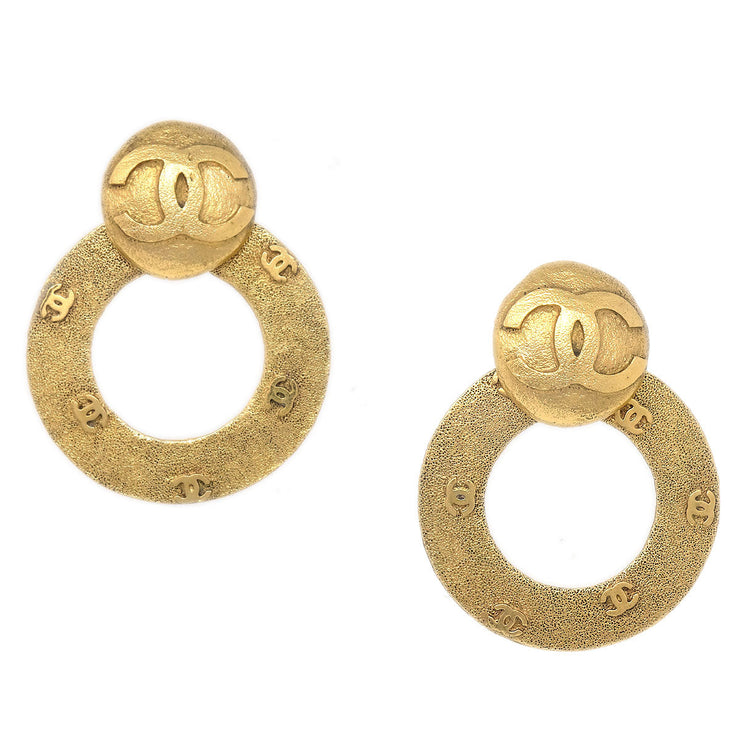 CHANEL 1994 Hoop Earrings Gold Clip-On 2910