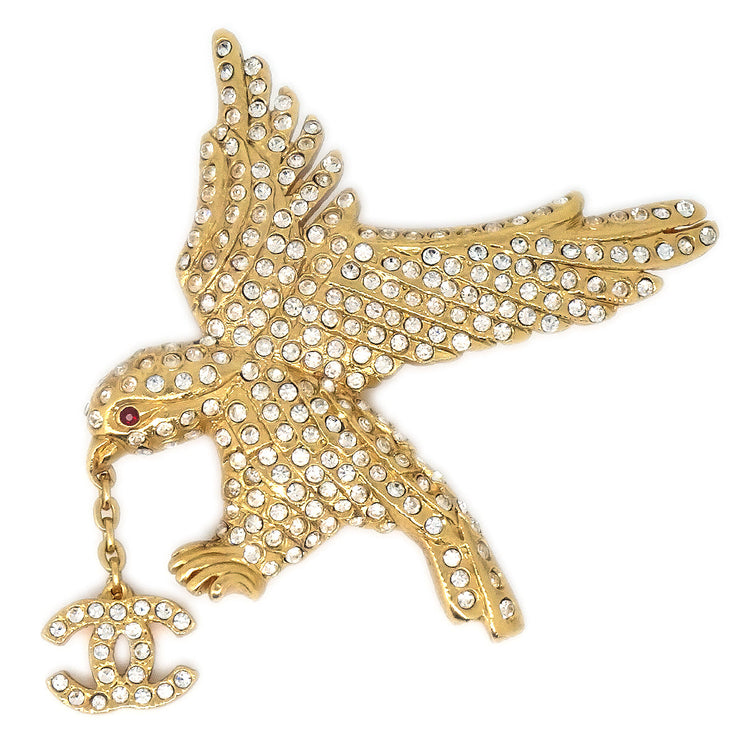 Chanel 2001 Crystal＆Gold Eagle Brooch 01p