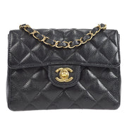 CHANEL 2003-2004 Classic Square Flap Mini 17 Black Caviar