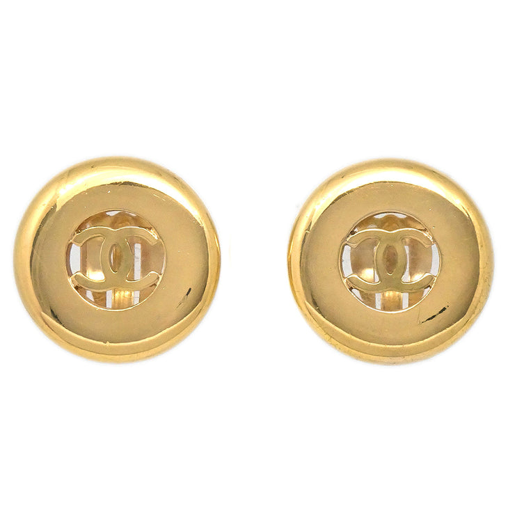 Chanel Vintage Gold Plated Hammered Texture CC Clip on Earrings