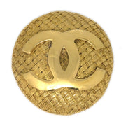 CHANEL 1994 Woven CC Round Brooch Gold 1259