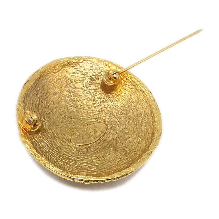 CHANEL 1994 Woven CC Round Brooch Gold 1259