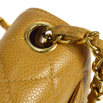 CHANEL * 2003-2004 Classic Square Flap Mini 17 Beige Caviar