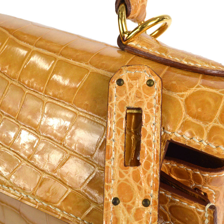 HERMES * 2000 KELLY 28 SELLIER Natural Porosus