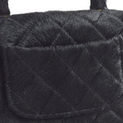 CHANEL * 1990s Classic Flap Handbag Micro Black Pony Hair