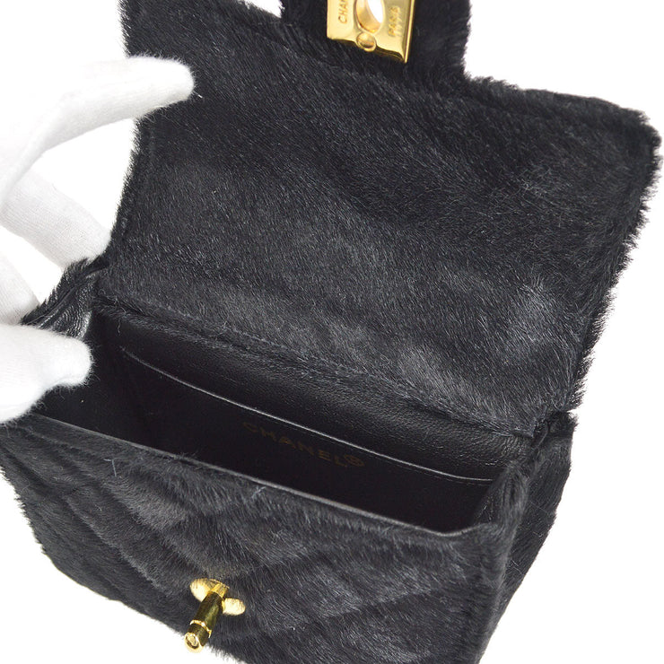 CHANEL * 1990s Classic Flap Handbag Micro Black Pony Hair – AMORE