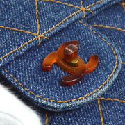 CHANEL * 1996-1997 Classic Single Flap Small Tortoiseshell Chain Denim