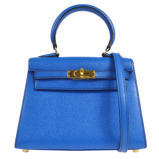 HERMES * 1993 Mini Kelly 20 SELLIER Blue France Courchevel