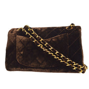 CHANEL * 1994-1996 Classic Double Flap Small Brown Velvet