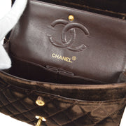 CHANEL * 1994-1996 Classic Double Flap Small Brown Velvet