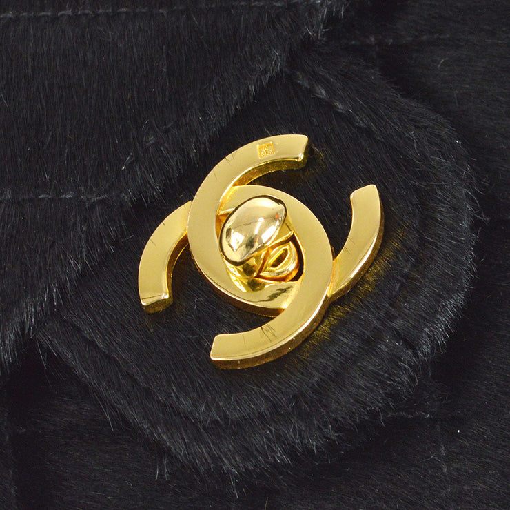 Vintage 90's CHANEL CC Logo MICRO Mini Black Velvet Gold 