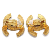 CHANEL Woven CC Earrings Clip-On Gold 2913