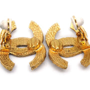 CHANEL Woven CC Earrings Clip-On Gold 2913