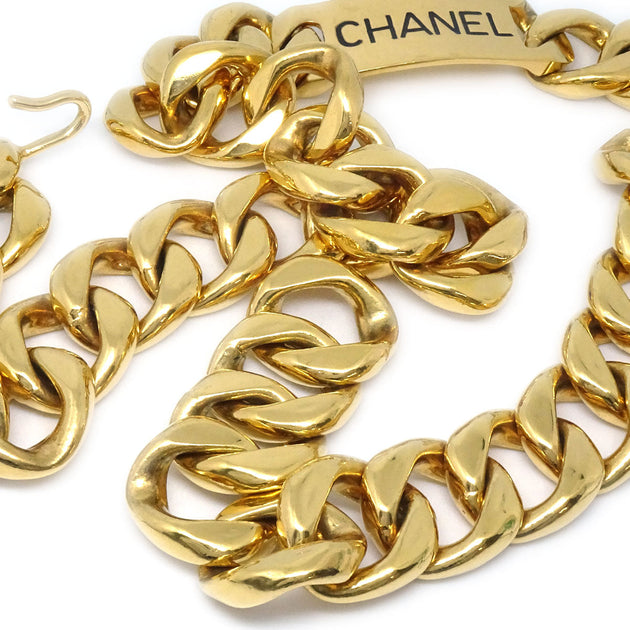 Chanel Vintage Chanel Gold-Tone Chain x Leather CC Logo Medallion