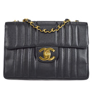 Chanel 1991-1994 Vertical Classic Flap Jumbo Black Caviar