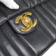 Chanel 1991-1994 Vertical Classic Flap Jumbo Black Caviar