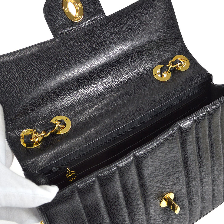 Chanel 1991-1994 Vertical Classic Flap Jumbo Black Caviar