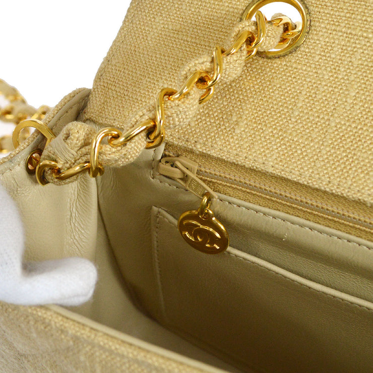 CHANEL 1991-1994 Diana Flap Medium Beige Linen