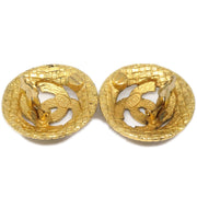 CHANEL 1994 Woven CC Cutout Earrings Gold Clip-On 2889