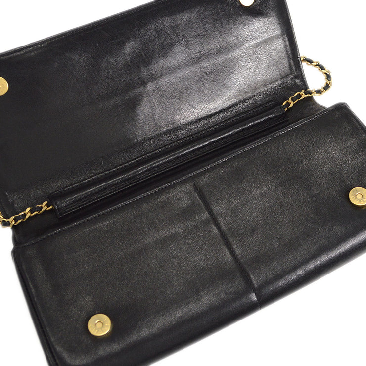 Chanel 2001 Black Lambskin Crystal & Gold Eagle Chain Handbag