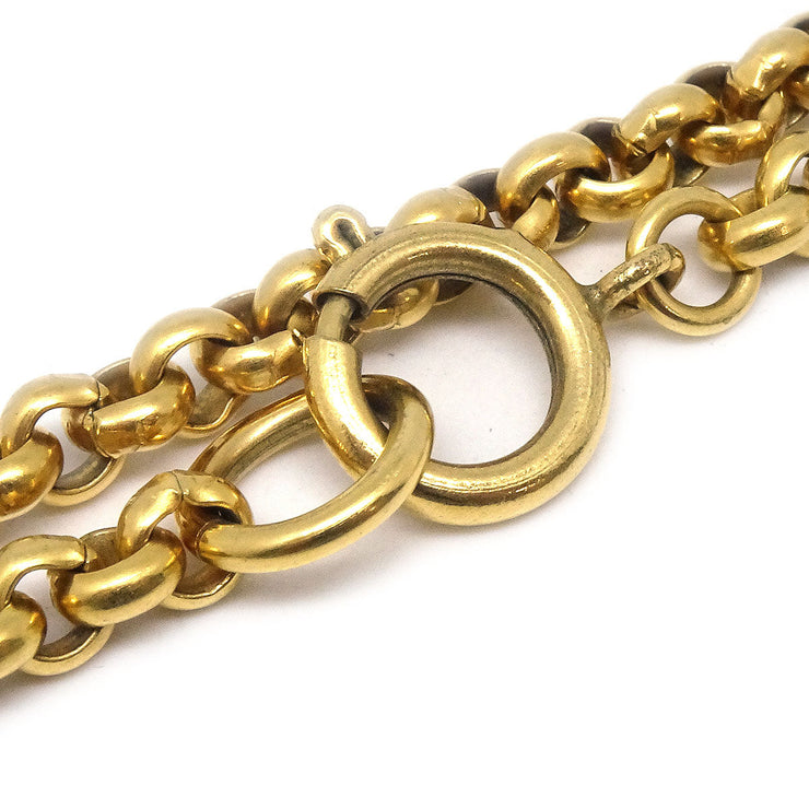 Gold Squiggle Border 'CC' Necklace