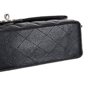 CHANEL 2003-2004 Classic Double Flap Medium SHW Black Caviar