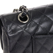 CHANEL 2003-2004 Classic Double Flap Medium SHW Black Caviar