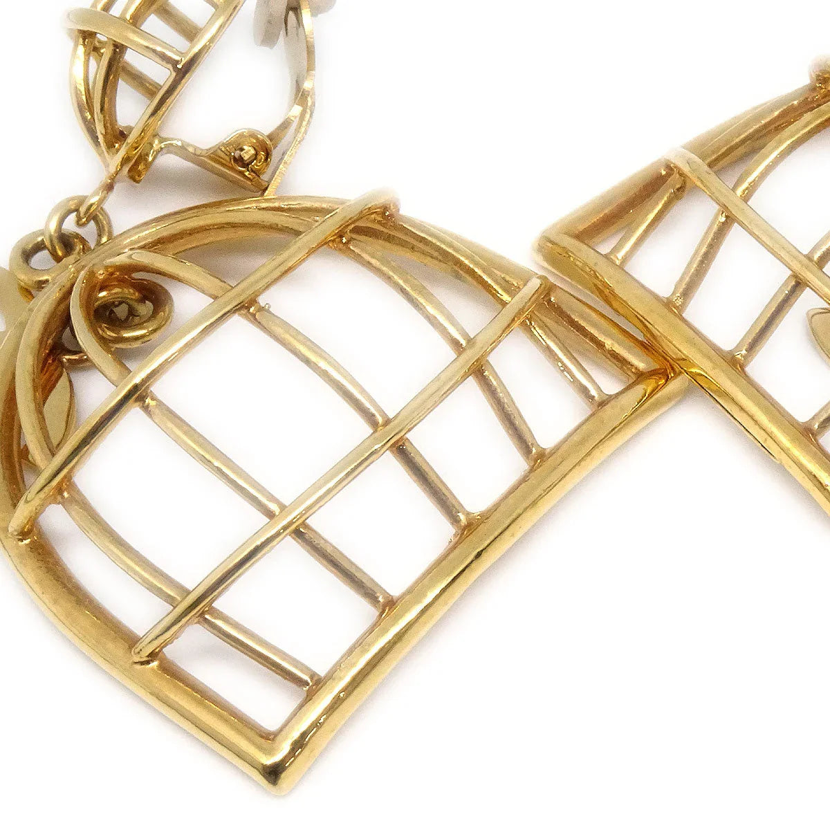 CHANEL Birdcage Earrings Clip-On Gold 93P