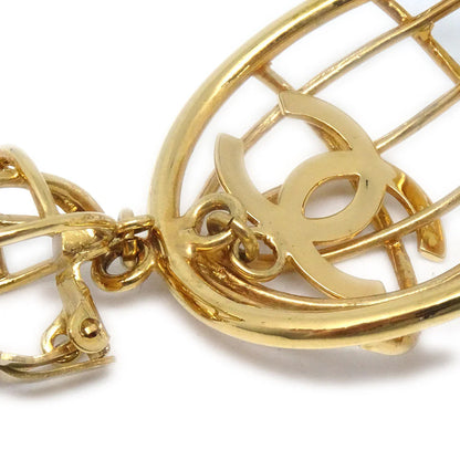 CHANEL Birdcage Earrings Clip-On Gold 93P