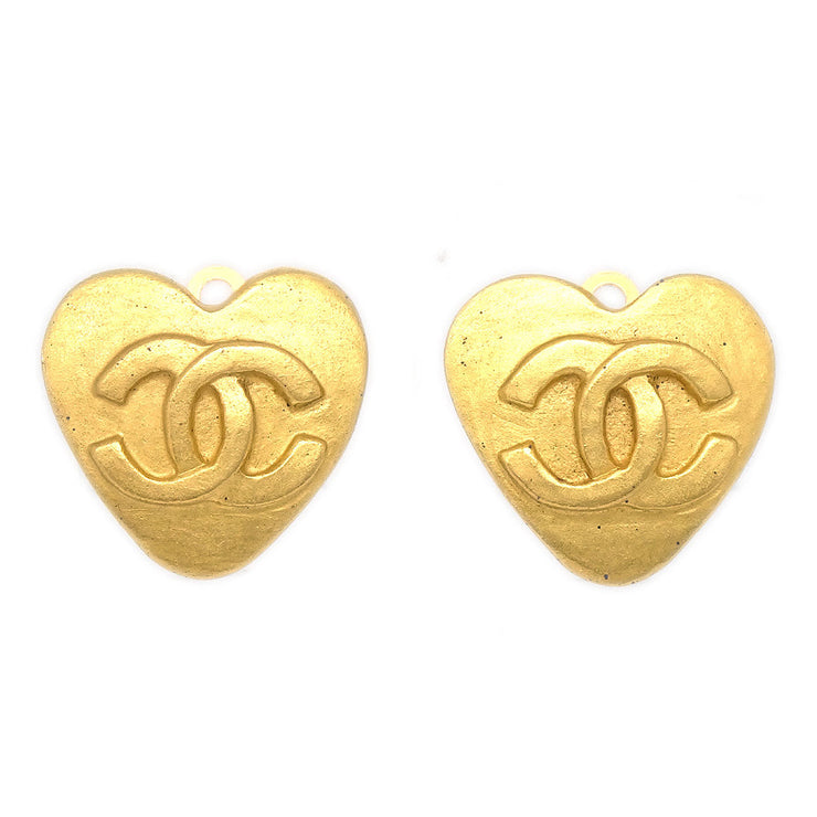 Chanel 1995 Heart Earrings Clip-On Gold 95P Small