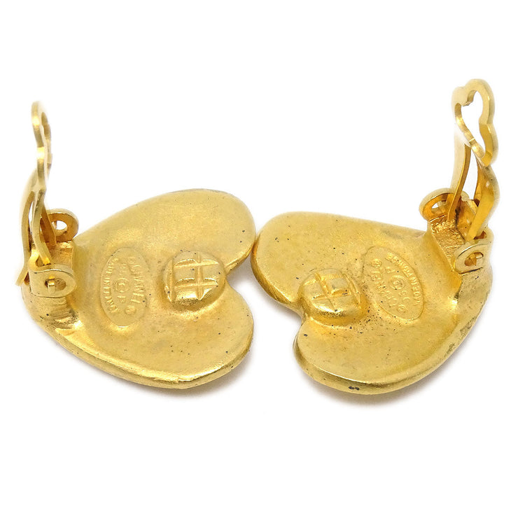 Chanel 1995 Heart Earrings Clip-On Gold 95P Small