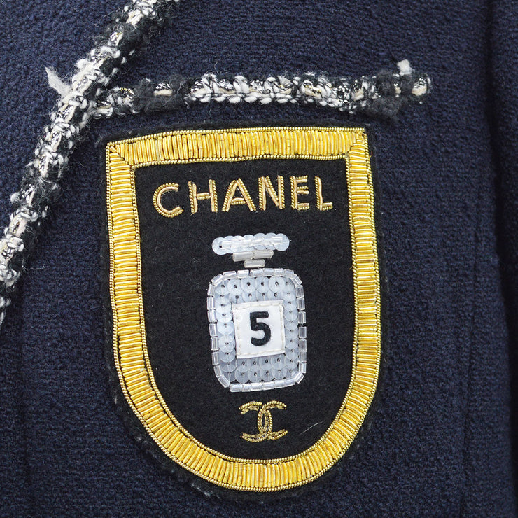 CHANEL 2005 Cruise black emblem patch single-breasted blazer #42