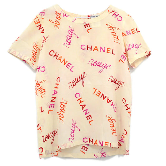 Chanel 1996 Spring logo-print silk T-shirt #40