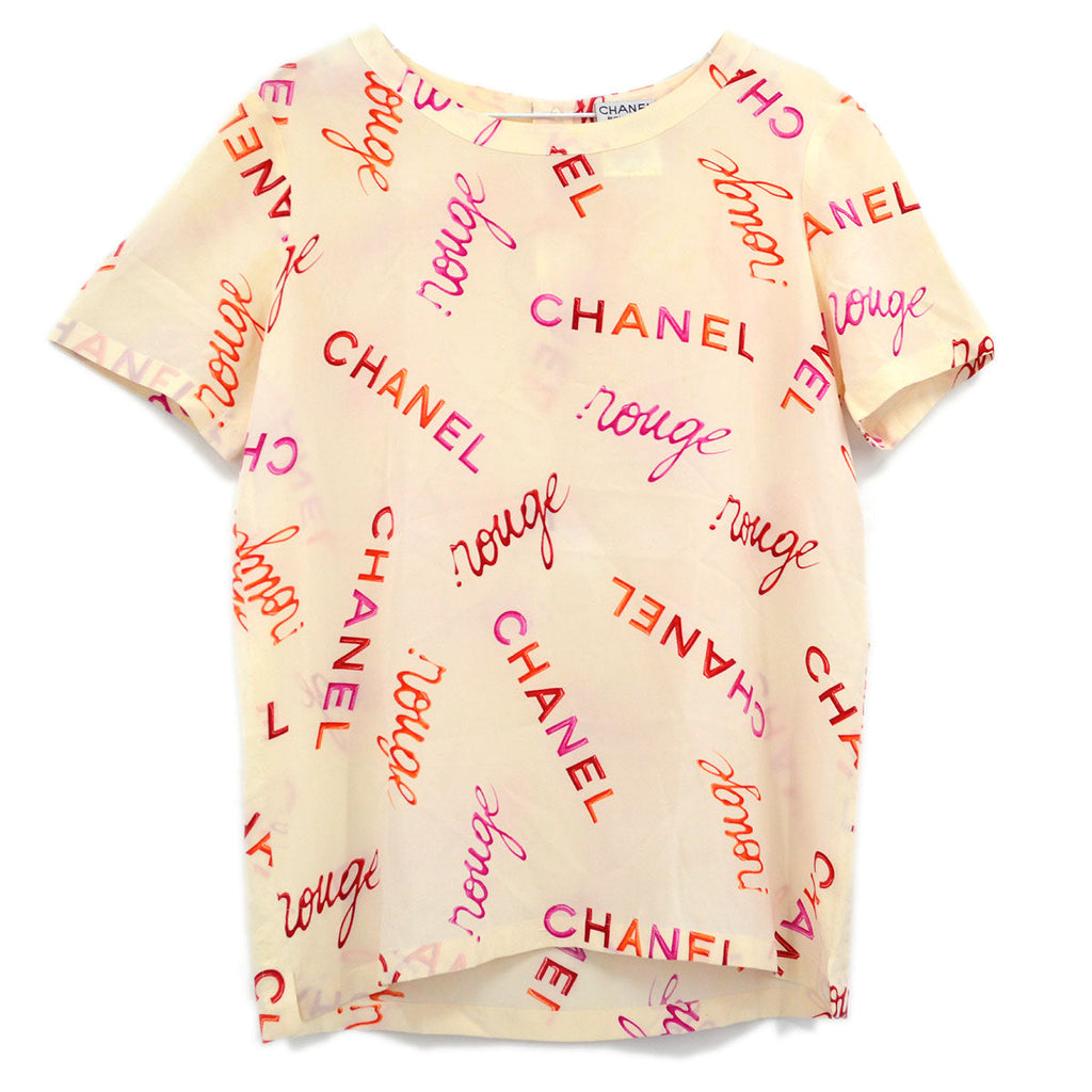 Chanel Pre-Owned 1996 logo-print silk T-shirt - Neutrals