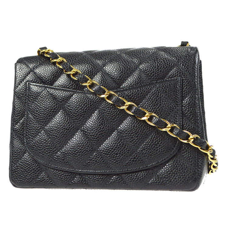 CHANEL Classic Flap Mini Square Chain Shoulder Bag Black Caviar