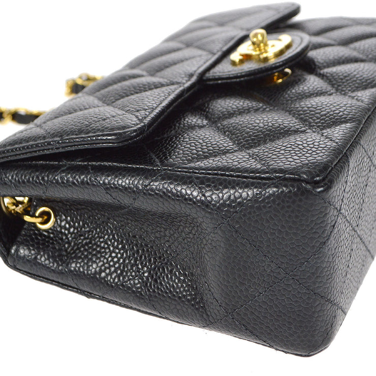 CHANEL Classic Flap Mini Square Chain Shoulder Bag Black Caviar