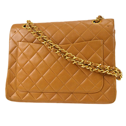 Chanel 1989-1991 Tall Classic Double Flap Medium Camel Lambskin
