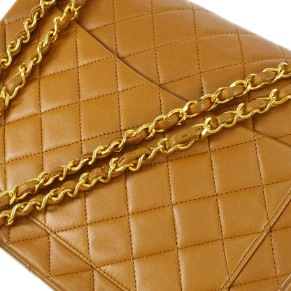 Chanel 1989-1991 Tall Classic Double Flap Medium Camel Lambskin