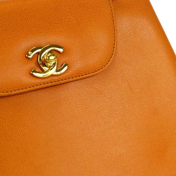 Chanel 1998圆形拍打手提包中型橙色鱼子酱