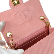 Chanel 2003-2004 Classic Square Flap Mini 17 Pink Caviar
