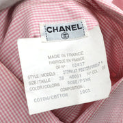 CHANEL logo-button bib-collar shirt #38