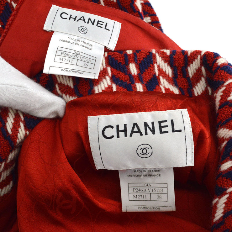 CHANEL 2004 chevron-tweed wool suit #36 #38