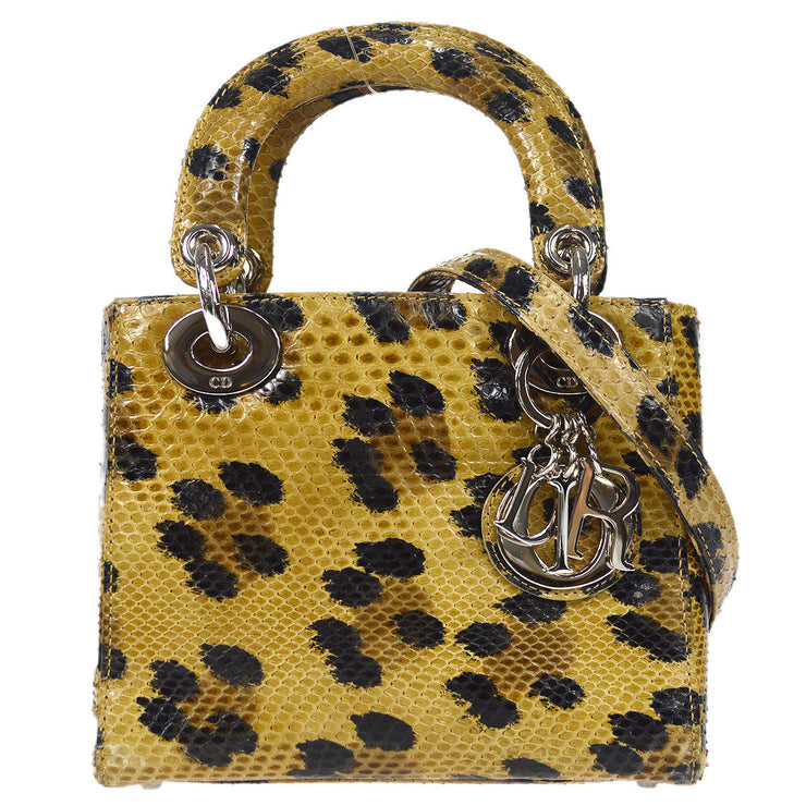 Christian Dior * 1995-1996 Leopard-patterned Python Lady Dior Bag Mini