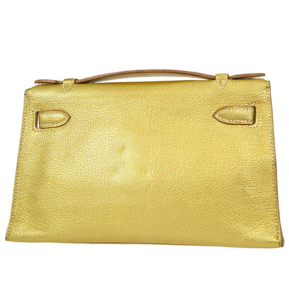 HERMES * 2005 Athens Olympic Limited Kelly Pochette Metallic Gold Chevre Myzore