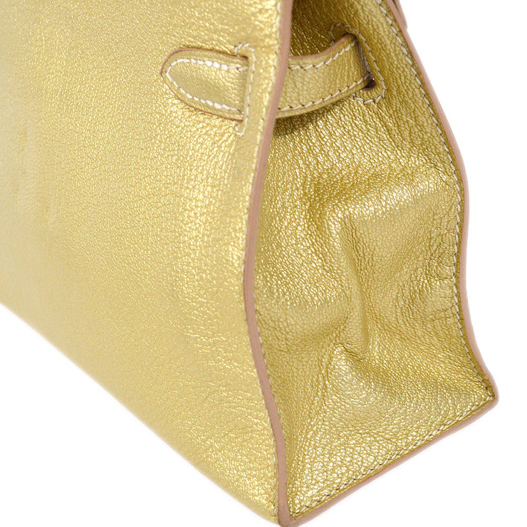 Hermès Chevre de Coromandel Kelly Pochette - Green Handle Bags