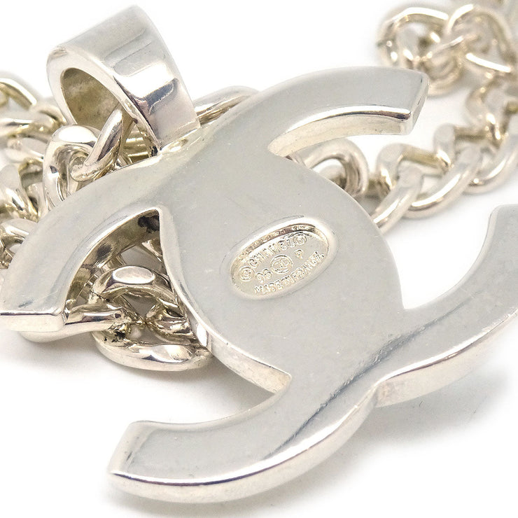 CHANEL 1995 CC Turnlock Silver Chain Necklace 95P
